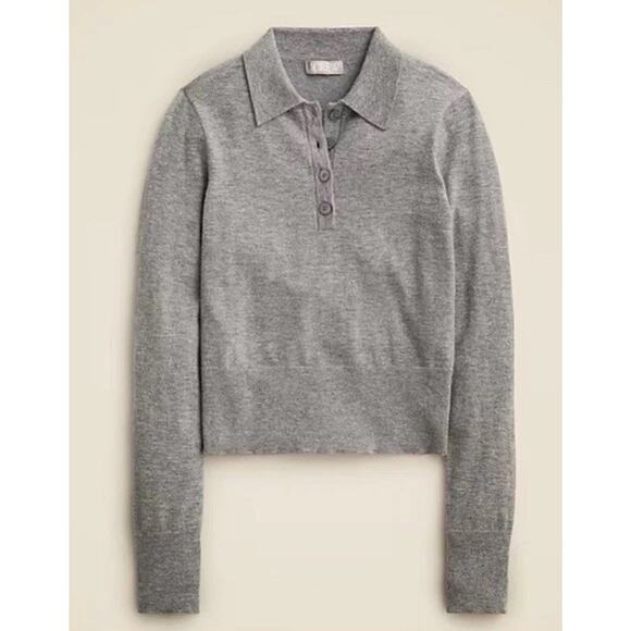 J.Crew Featherweight Cashmere-blend Polo Shirt Long Sleeve Sweater - Picture 1 of 9
